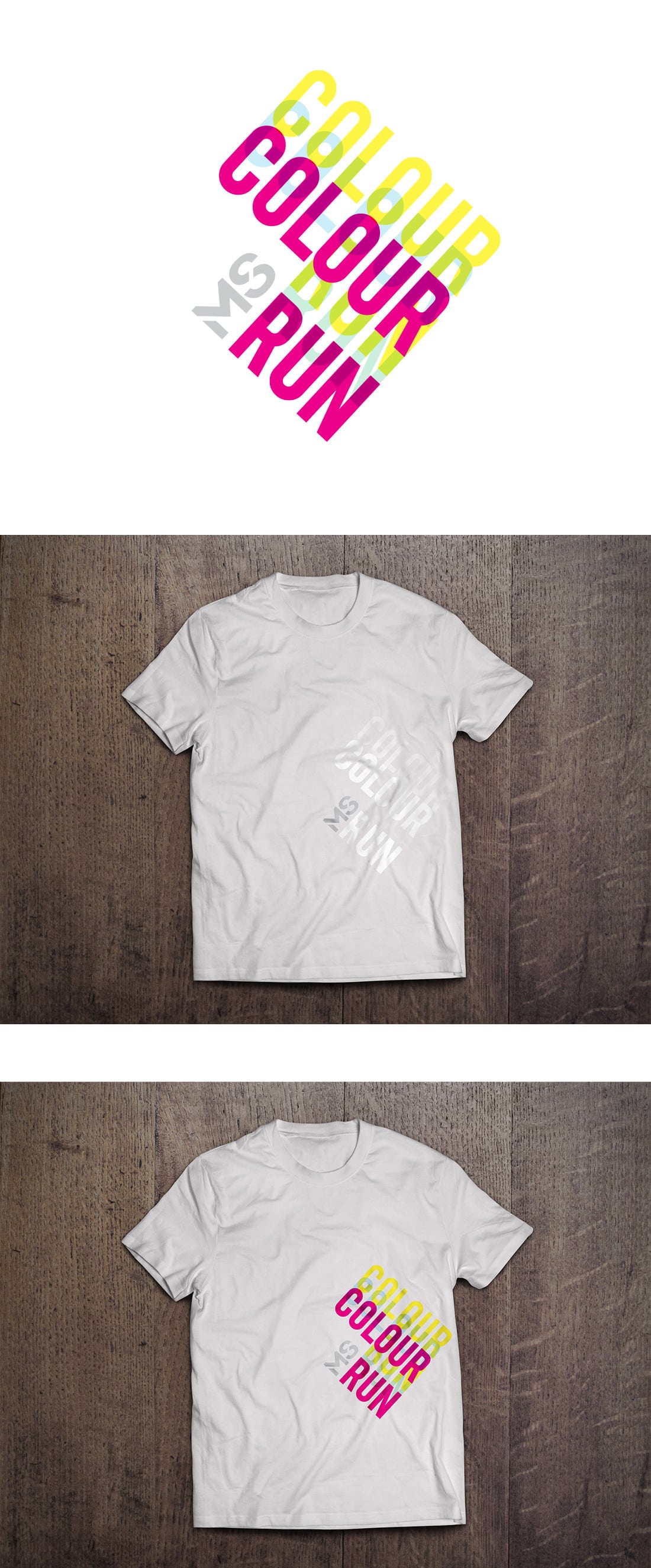 MS Colour run brand identity for 2013 on t-shirts